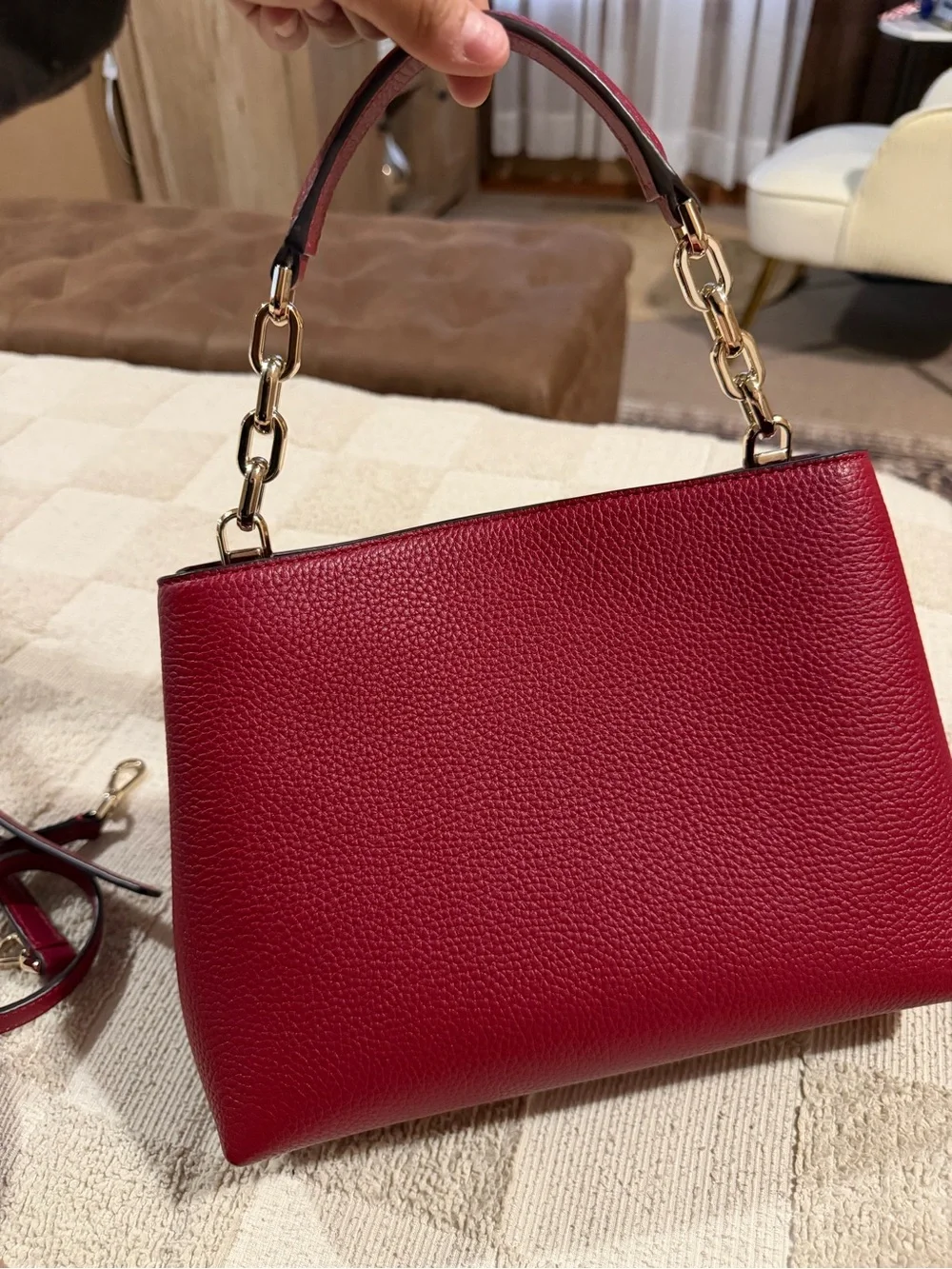 kate spade Red Pebbled Leather Chain-Handle Satchel